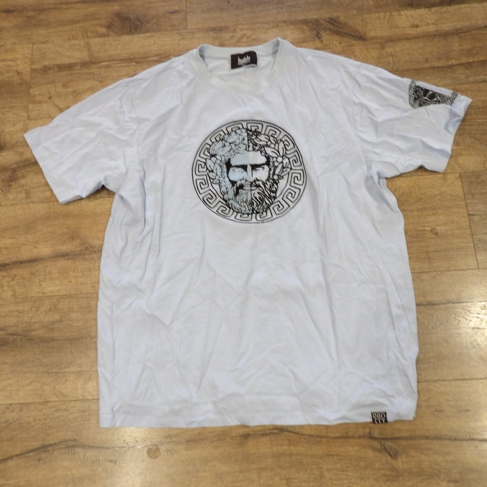 + Men's Denimicity Light Blue Sz 3XL Greek Face Tshirt (Merida)